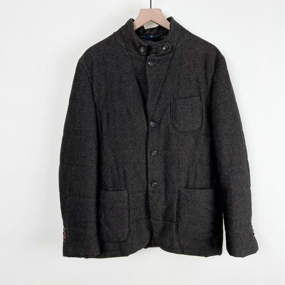 Massimo Dutti Tweed Puffer Field Jacket Coat Dark Academia Work Blazer Preppy - Picture 1 of 11
